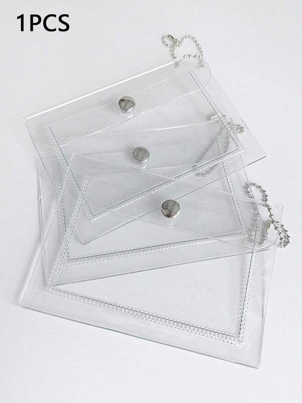 1 Pc Fashion Transparent Pvc Waterproof Card Case Men Card Bag Girls Coin Purse Button Closure Transparent Pouch Slim And Lightweight Easy To Carry Card Holder Card Holder Wallet Business Card Holder Credit Card Holder Id Card Holder Card Holder Women For Women Wallet Mini Wallet Purse Wallet Card Wallet