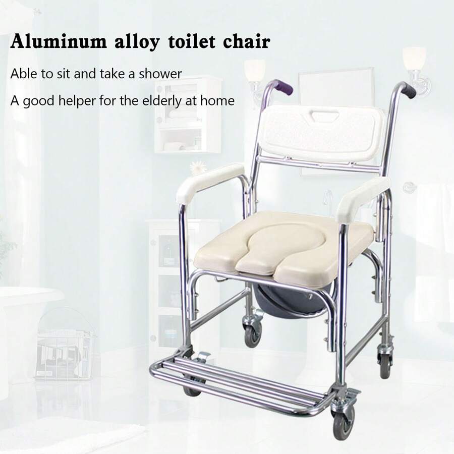 Commode Toilet Chair With Wheels,Multifunction Wheeled Mobile Toilet