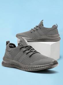 Men's Sport Gym Running Shoes Walking Shoes Casual Lace Up Lightweight Tennis Shoes - 深灰色 - 查看 1