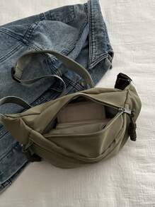 Bolso de cintura para mujeres sencillo y elegante, estilo combinable con todo - Verde Oliva - Ver 6