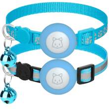 2 包 Airtag 猫项圈（带铃铛）、反光小猫项圈（带苹果 Airtag 猫项圈支架）、可调节 7-12 英寸、带扣（适用于母猫和公猫）、宠物用品、配饰、礼品 - 彩色 - 查看 14