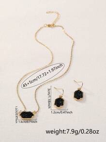 Nooxian Geometric Charm Necklace & Drop Earrings - Yellow Gold - View 6