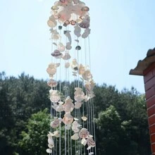 1 Pc Hand-Made Vibrant Shell Wind Chimes-,With 10 Branches And 19 Branches To Choose From, With White And Random Colors For Players, Are Very Suitable For Home, Garden And Beach Decoration, Door Ornaments, Garden Ornaments, Room Ornaments, Bathroom Ornaments And Office Ornaments, And Are Ideal Gifts For Any Occasion.,Home Decor ,Room Decor,Wall Decor Birthday Graduation - White - View 10