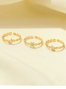 S925 纯银简约开口首字母可调节戒指，适合女士，母亲节婚礼珠宝