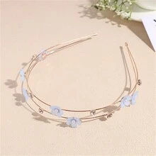 韓國雙層甜櫻花設計薄邊合金髮帶,新品上市,簡約百搭派對髮夾