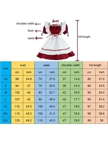 Maid Lolita Kawai Cosplay Costume Set - Burgundy - View 7