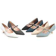 Womens Manza Kitten Heel Mary Jane Pointed Toe Pumps - Màu xám đen - Xem 6