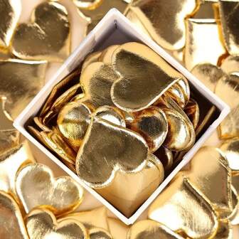 100pcs Gold-Color And Silver-Color Glittery Heart-Shaped Petals For Wedding Decoration And Valentine' Day Party Decoration Valentine's Day