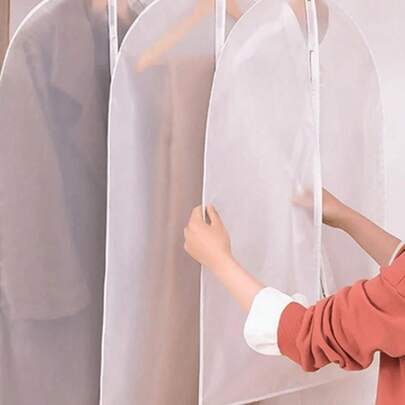 10pcs/5pcs/ 1pc Clothes Dust Cover, Modern Drop Cloth Sheet For Household Semi-Transparent Dustproof Cover For Clothes, Thicken Zippered Suit Cover, Waterproof Garment Cover Wedding Dress Protective Cover, Back To School Supplies