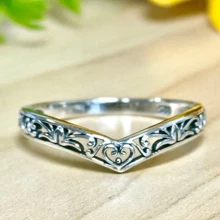1pc Vintage Exquisite V Shaped Thumb Ring For Women, Stackable Design, Suitable For Wedding, Party, Festival, And Everyday Wear - Bạc - Xem 5
