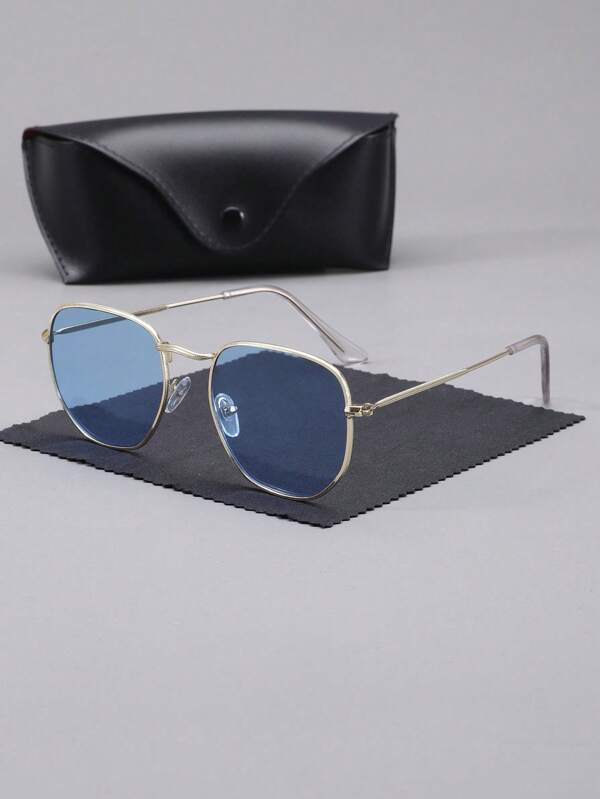 1 par, 2 pares de gafas de moda con montura ovalada para hombre, diseño de montura clásico elegante y minimalista, incluye un estuche de gafas exquisito y un paño de limpieza, adecuadas para conducir, pescar, vida diaria y viajes al aire libre, anti-viento y arena