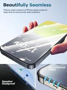 2pcs Anti-Spy Tempered Glass Screen Protector Compatible With IPhone 15 Pro Max/IPhone 14/IPhone 13, Full Coverage Anti-Peeping Privacy Screen Protector, Dust-Free Applicator, Bubble-Free Easy Installation, Anti-Fingerprint, Scratch-Resistant, Waterproof, Compatible With IPhone X-15 Series - Multicolor - View 7
