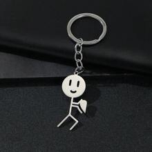 One Large Cartoon Couple Pendant Funny Personalized Graffiti Matchstick Stainless Steel Keychain Key Ring Pendant Car Keychain Bag Pendant Shoulder Bag Crossbody Bag Tote Bag Party Holiday Gift Birthday Valentine Teenage Girl Female College Student Teacher Car Accessories Bag Charm School College Cute Goth Y2k