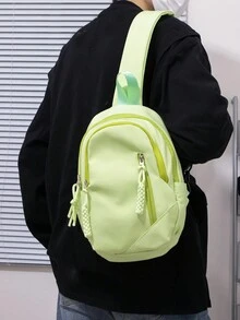 1 Pieza Bolso De Hombro Casual De Nailon Con Estilo Minimalista Y Múltiples Bolsillos, Bolso Unisex Para El Uso Diario De Las Mujeres - Verde - Ver 5