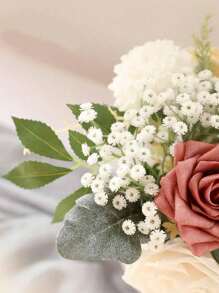 3 piezas/6 piezas/12 piezas Flores artificiales realistas de color verde niebla, flores falsas blancas de tacto real para ramos de boda, centros florales y decoración navideña, regalos para compañeros de clase y maestros