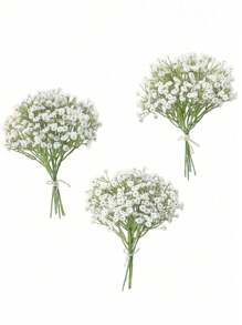 3 piezas/6 piezas/12 piezas Flores artificiales realistas de color verde niebla, flores falsas blancas de tacto real para ramos de boda, centros florales y decoración navideña, regalos para compañeros de clase y maestros