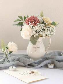 3 piezas/6 piezas/12 piezas Flores artificiales realistas de color verde niebla, flores falsas blancas de tacto real para ramos de boda, centros florales y decoración navideña, regalos para compañeros de clase y maestros