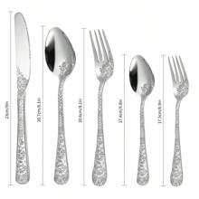 Exquisite Creative Pattern Stainless Steel Cutlery Set For Home Use, Including Knife, Fork And Spoon ,Kitchen,Christmas Gift,School Supplies - Silver - View 3