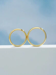 1Pc Minimalist Classic 925 Sterling Silver Plain High Polish Comfort Fit Wedding Bands 18K Gold Plated Silver Rings For Couple