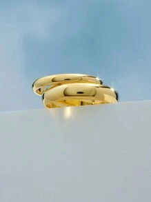 1Pc Minimalist Classic 925 Sterling Silver Plain High Polish Comfort Fit Wedding Bands 18K Gold Plated Silver Rings For Couple