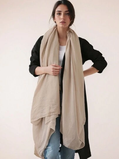 1 pieza Bufanda larga y ligera de gasa de Bali de unicolor para mujer, elegante y versátil, adecuada para todas las estaciones, otoño/invierno, apropiada para viajes, vacaciones, citas y uso diario