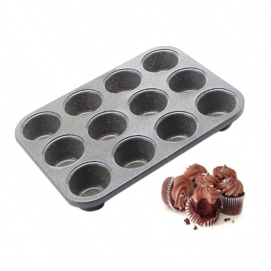 Charola Molde Cupcakes Muffin Reposteria Antiadherente Horno - Negro - Ver 1