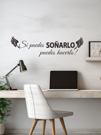 1 PIEZA Adhesivo de pared "Sueña en grande" | Inspira el logro | Alas de la libertad | Decoración del hogar motivacional | Citas inspiradoras en español | Pegatinas, Adhesivo de pared, Vinilo para decoraciones del hogar, Artículos de decoración de primavera para refrescar tu hogar, Pegatinas de decoración de ramas, Regalos de cumpleaños y graduación