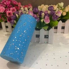 10 碼 6 英寸銀漆亮片軟蕾絲捲軸，適用於派對裝飾 DIY 手工藝，芭蕾舞裙配件，婚禮背景布幕，舞台裝飾，縫紉網布 - 彩色 - 查看 30
