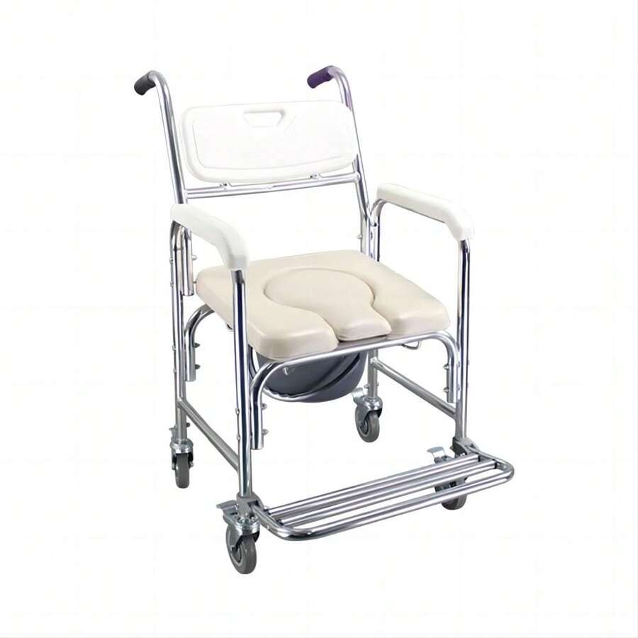 Commode Toilet Chair With Wheels,Multifunction Wheeled Mobile Toilet Commode Shower Chair