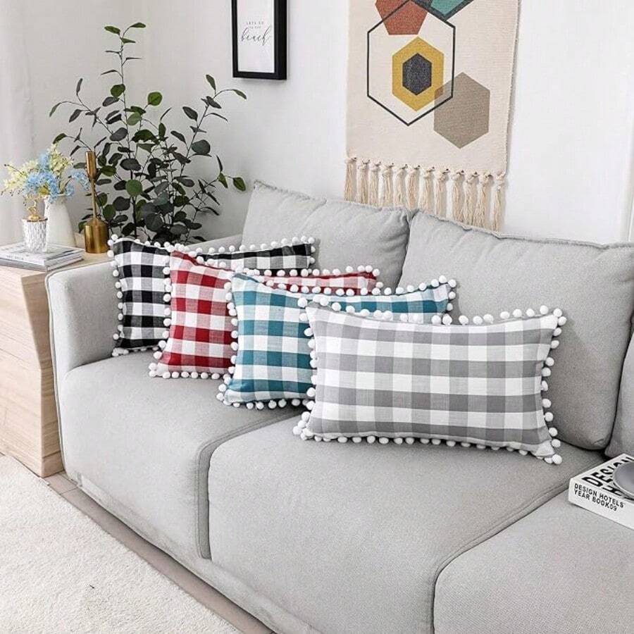 Cushion Cover - Kẻ sọc đỏ - nhỏ - Xem 1