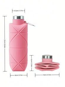 1PC 700ml High Temperature Portable  Foldable Square Silicone Water Cup, Easy To Store, Running, Cycling, Outdoor Sports Kettle, Spring And Summer Sports - Pink - View 3