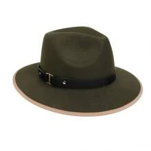 1入女性PU皮帶扣綜色毛呢斗笠巴拿馬帽牛仔帽遮陽帽，寬邊針織經典1920年代盛放時期的大西洋花紋服裝爵士帽下垂造型舞臺攝影道具旅行帽。牛仔帽女牛仔帽 - 多色 - 查看 26