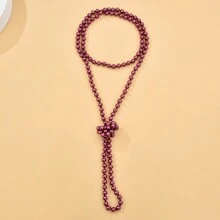 1 件 D EXCEED 手工打结仿珍珠玻璃珍珠长项链，适合女性日常佩戴、舞会、婚礼、活动、母亲节、教师节礼物 - 白色 - 查看 6