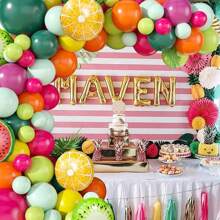 Conjunto de decoración para fiesta temática de frutas de verano con 115 piezas de globos de aluminio con diseño de sandía, naranja y limón para fiestas de cumpleaños y de playa - Multicolor - Ver 3