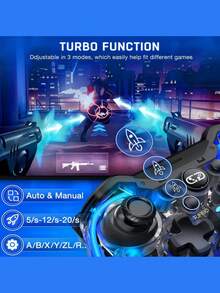 Wireless Gamepad With RGB Neon Lights Compatible With Switch OLED, Switch Lite, IOS, Android And PC With Wireless Functionality, 6-Axis Sensing Function And Game Control