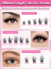 120片C型卷翘簇状假睫毛，8-16毫米混合长度单根睫毛嫁接套装，包含睫毛胶水、封层剂、镊子，适合DIY单根睫毛嫁接