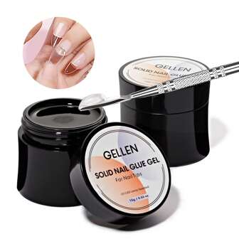  Gellen Solid Nail Glue Gel, Press On Nail Glue Solid Acrylic Nail Glue Gel For False Nail Tips, Non-Sticky Hand Carving Gel UV LED Nail Extension Glue Gel 1pc-2Pcs 15G Nails