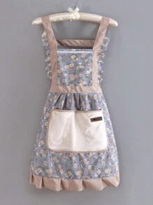 1pc Thin Kitchen Apron, Anti-Fouling And Breathable (Random Color For The Pocket Label) - Blue - View 11