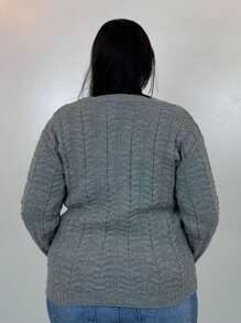 Plus Size Cardigans - Xám - Xem 2