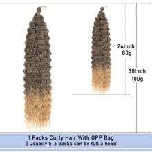 1/6Packs Ocean Wave Crochet Hair ,30Inch Black&Gold Deep Wave Braiding Hair For Women Synthetic Curly Crochet Hair Extensions Wavy Braiding Hair Bohemian Crochet Braids - Multicolor - View 4
