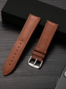 1 pieza Correa de reloj de cuero suave de color marrón de 18mm/20mm/22mm compatible con Samsung Galaxy Watch 7/6/5/4 de 40mm/44mm, 3 de 41mm/45mm, 2/2S, Gear S2/S3 Classic - Marrón - Ver 1