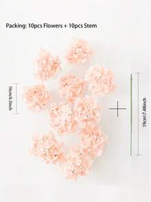 10pcs/Set Artificial Pink Magnolia Embroidered Ball Flowers, 13cm, Plastic, Suitable For Table/Wedding/Home Decor - Pink - View 2