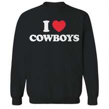 Nearly There I Heart Cowboys Graphic Unisex Cotton Pullover Sweatshirt - màu đen - Xem 1