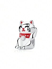 Silver-Plated And Zirconia-Crusted Chinese & Japanese Style Lucky Cat, Lion Dance & Daruma Beaded Pendant Suitable For DIY Bracelet, Necklace And Gifts For Festivals And Birthday - Beads - View 22