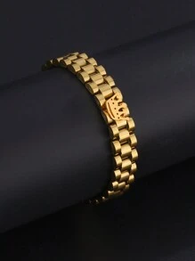 不锈钢金皇冠手链，时尚简约的设计，适合日常佩戴，优雅的配饰，流行的女性珠宝礼物 - 金色 - 查看 1
