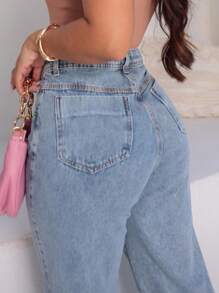 KISS ME LADY Kissmelady 1301 Calca Wide Leg Pantalona Sem Rasgo feminina lisa 1301 - Lavagem clara - Visão 8