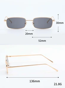 1pc Metallic Rectangle Frame Classic Vintage Hip Hop Stylish Eyeglasses For Women, Suitable For Driving, Travel And Daily Use Shades Beach Accessories Beach Accessories For Women Glasses Shades Basics Fall Winter Women Outfits Clothes Business Casual Gifts For Summer Beach Vacation,Outdoor,Travel - Grey - View 5