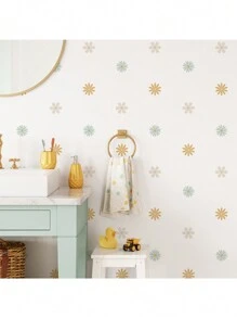 Colorful Flower Shaped Kids' Room Diy Decoration Sticker, Self-Adhesive And - Khaki - View 2
