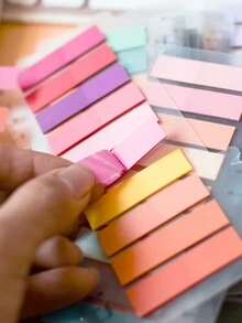1000pcs 5 Styles Retro Color PET Sticky Notes, European Style Index Stickers, Suitable For Students, Office Supplies, 5 Styles Per Pack - Multicolor - View 7