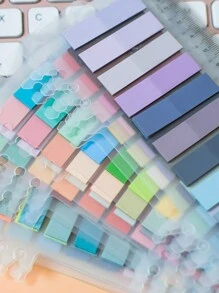 1000pcs 5 Styles Retro Color PET Sticky Notes, European Style Index Stickers, Suitable For Students, Office Supplies, 5 Styles Per Pack - Multicolor - View 2